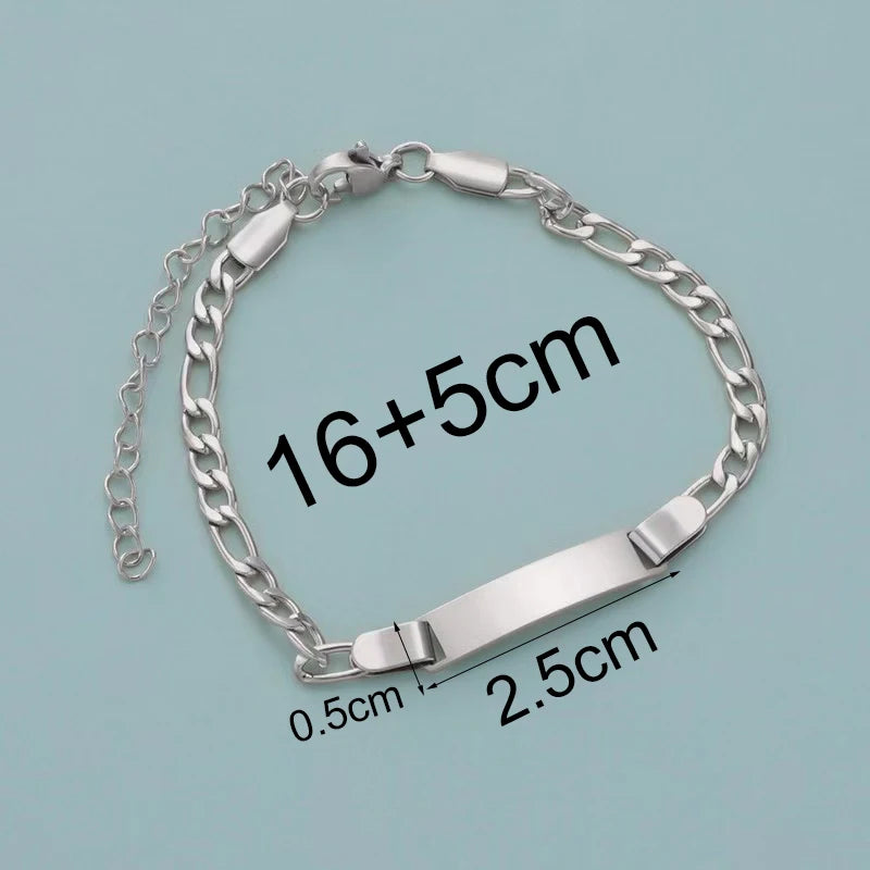 Personalized Kids Name Bracelet  Stainless Steel Custom Engraved Smooth Bar Charm Wristband Gift For Children Baby Boys Girls