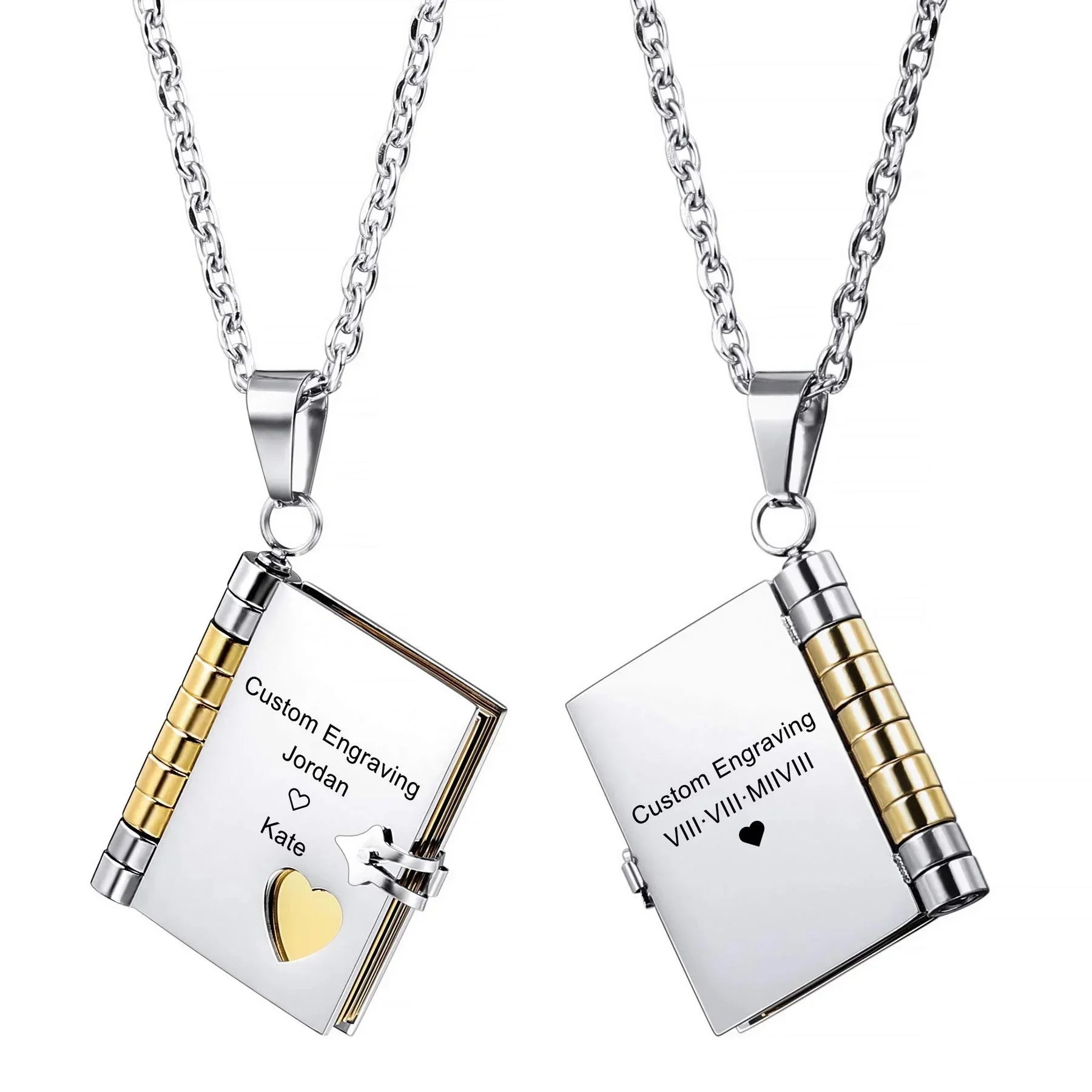 Envelope Necklace Custom Text Locket Opening Book Pendant Couple Personalized Photo Album Sweater Chain Jewelry Birthday Gift