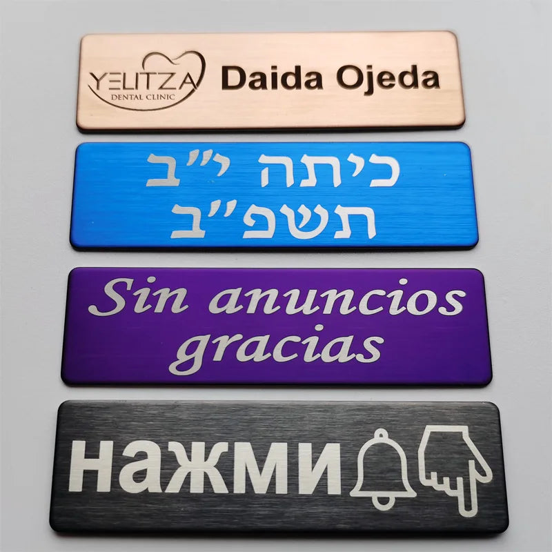 70*20MM Customized Brooch Pin Personalize Engrave Your Text Logo Business ID Plate Steel Metal Letterbox Mailbox Tag Name Badges