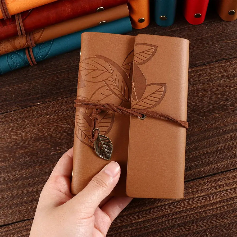 Office Student Gift Sketchbook Loose leaf Journal Kraft Notepad Vintage Notebook Paper Replaceable Spiral Note Book PU Leather