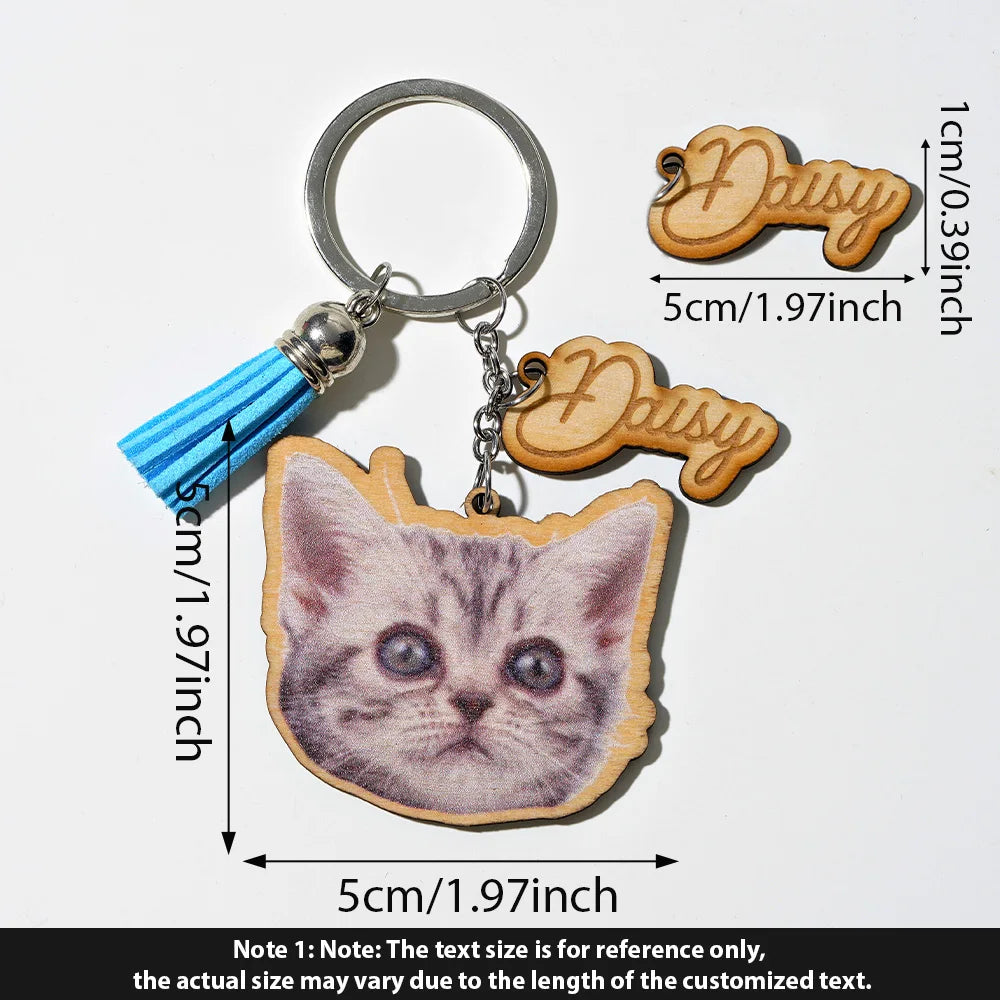 Custom Pet Keychain, Pet Portrait Keychain, Personalized Pet Photo Keychain, Cat  Memorial Gift, Holiday Gift for Pet Lovers