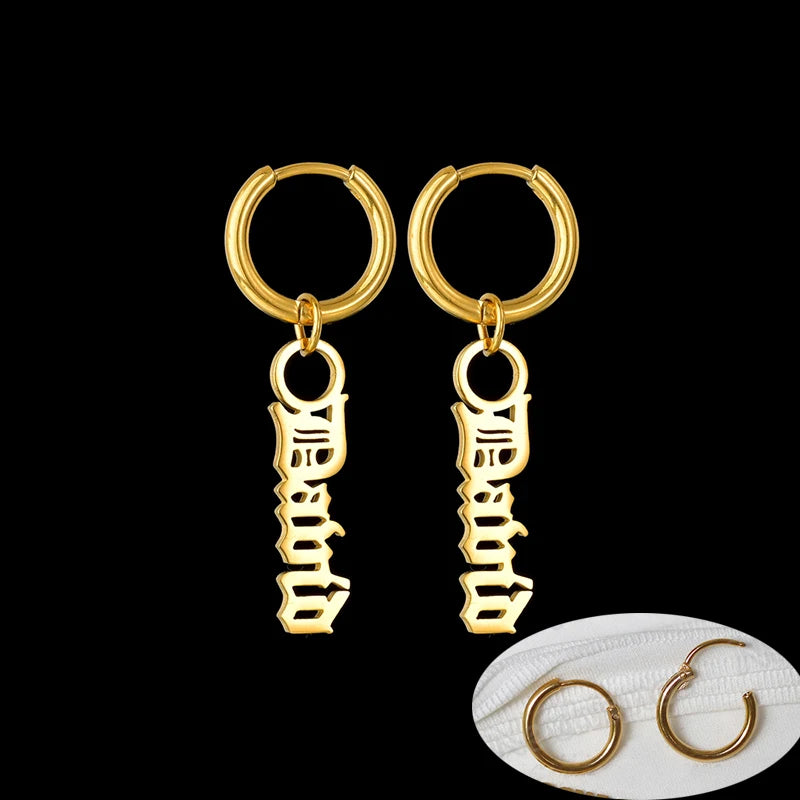 Nextvance Ear Clip Custom Letter Earrings Eardrop Stainless Steel Personalised Name Girls Women earring Creative Jewelry Gift