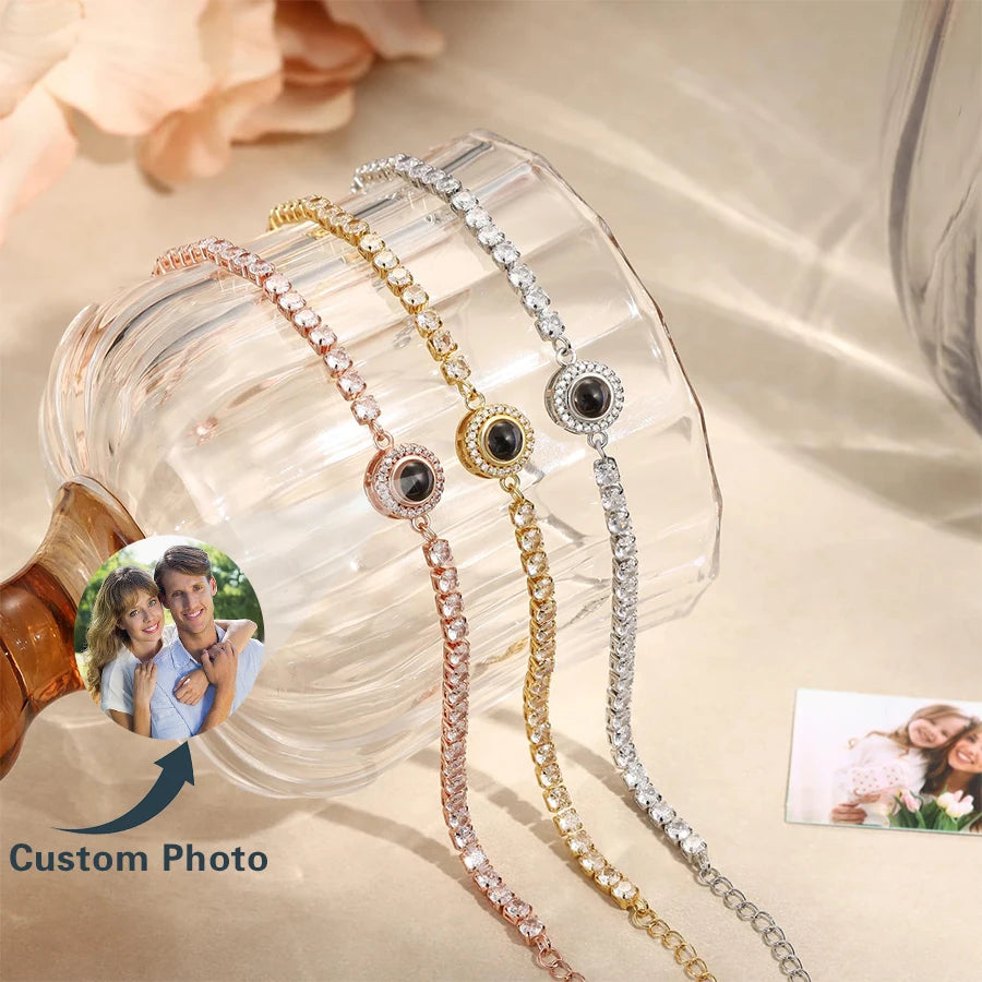 Bracelet with Picture inside Custom Picture Bracelet Personalized Photo Projection Bracelet Charm Memorial Gifts for Women