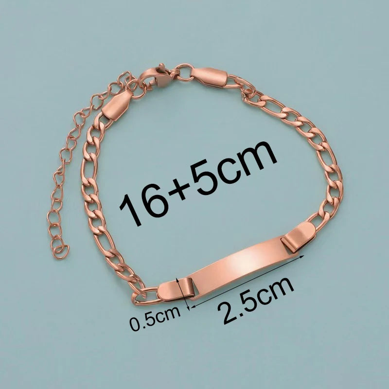 Personalized Kids Name Bracelet  Stainless Steel Custom Engraved Smooth Bar Charm Wristband Gift For Children Baby Boys Girls