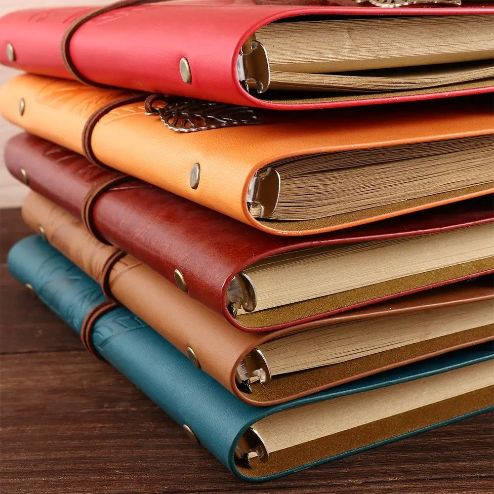 Office Student Gift Sketchbook Loose leaf Journal Kraft Notepad Vintage Notebook Paper Replaceable Spiral Note Book PU Leather