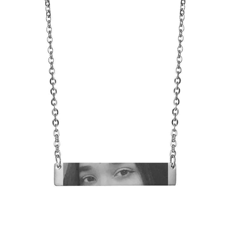 Custom Eyes Photo Necklace Stainless Stee Customized Engrave Eye Necklaces Personalized Picture Name Necklace for Women Kids
