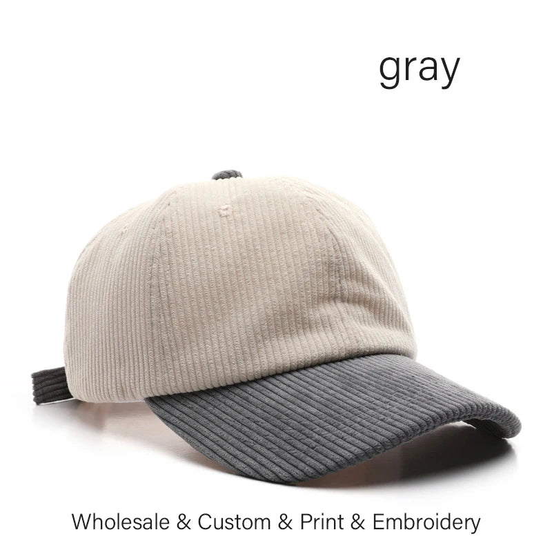 SLECKTON Logo Custom Baseball Cap for Men and Women Brand Design DIY Embroidery Print Summer Sun Hat Corduroy Unisex Wholesale