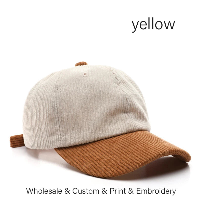 SLECKTON Logo Custom Baseball Cap for Men and Women Brand Design DIY Embroidery Print Summer Sun Hat Corduroy Unisex Wholesale
