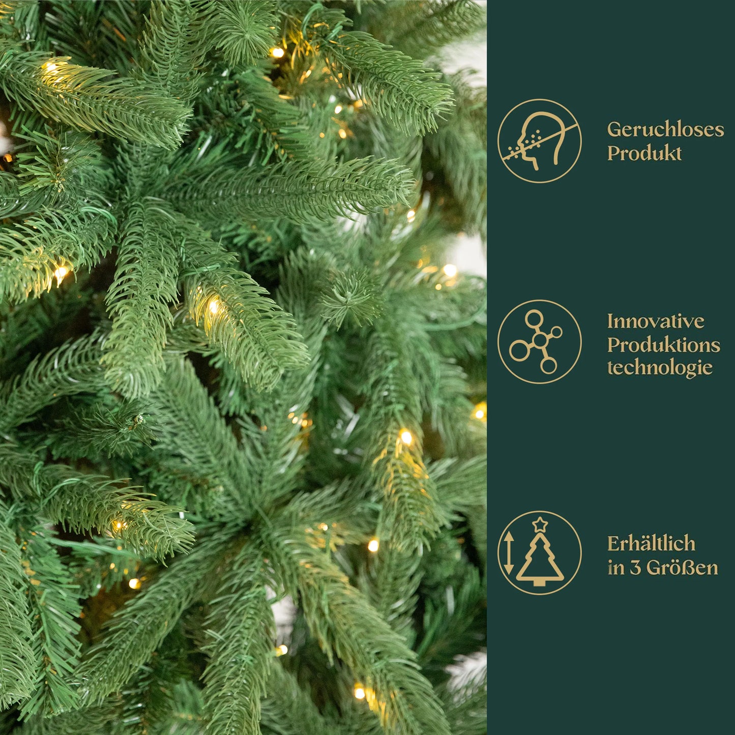 210cm Artificial Christmas Tree 340 LED lights,1276 Tips,PVC+PE, Wooden Stand,Foldable Design,Easy Assembly,Party Decoration