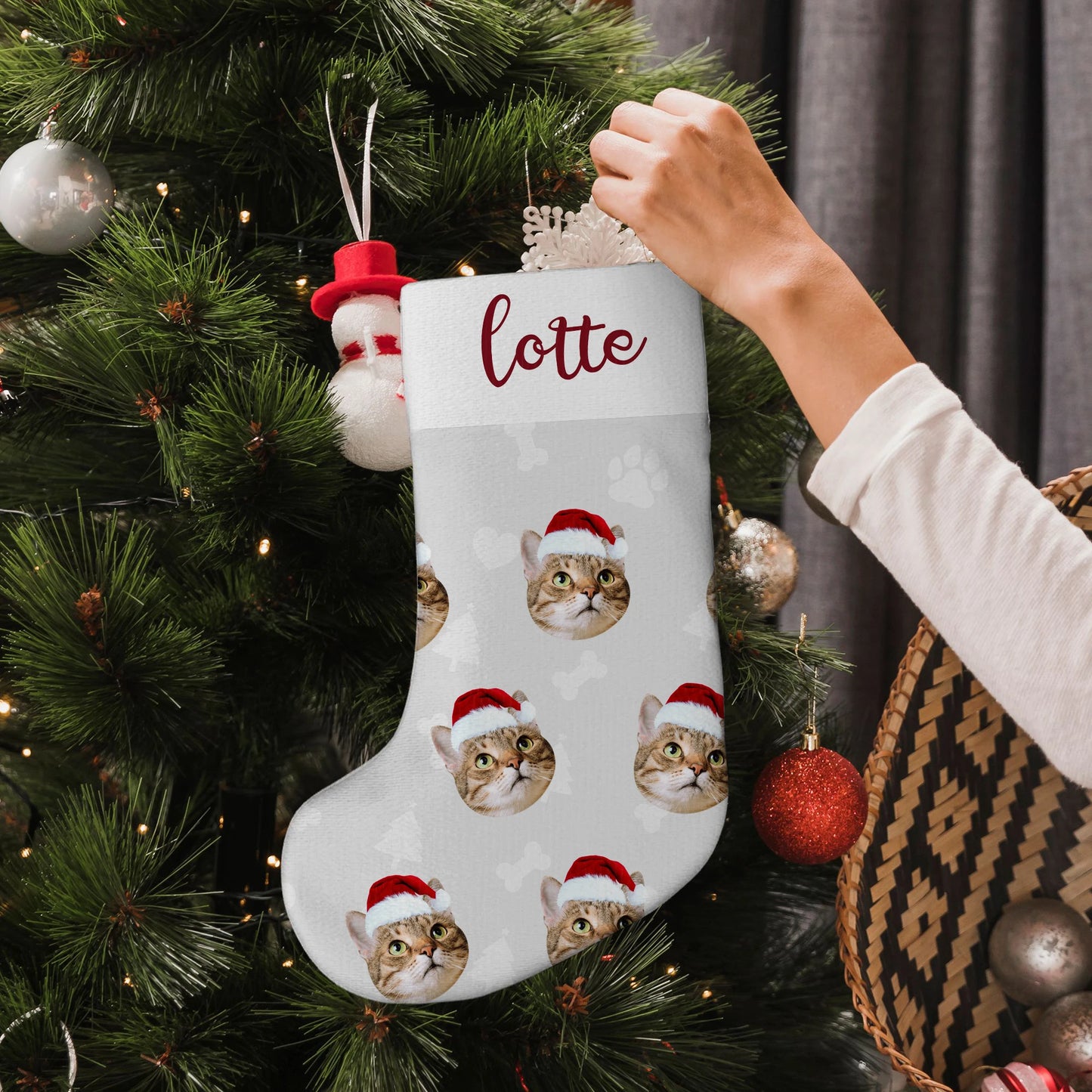 Custom Christmas Stocking with Name & Photo – Personalized Holiday Gift