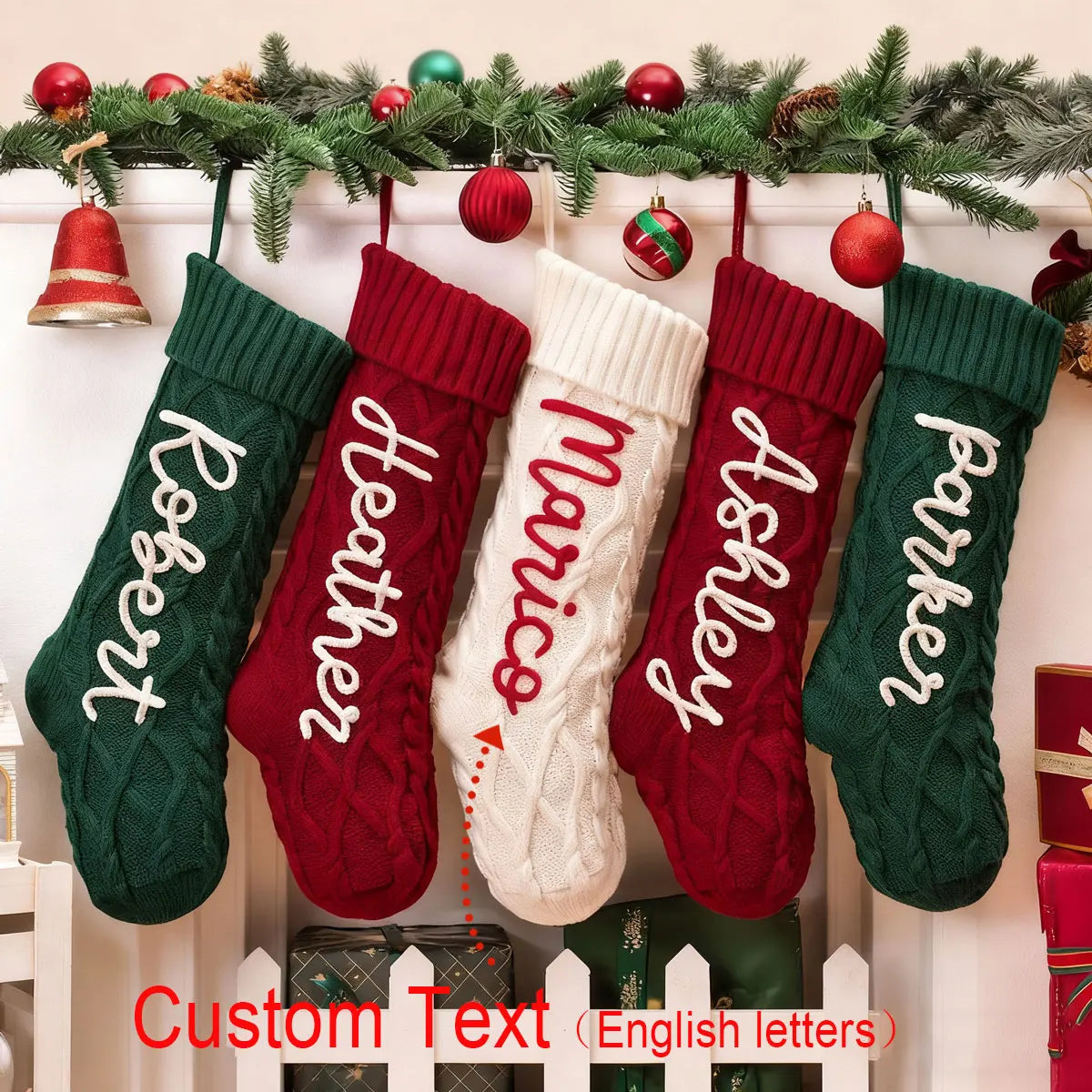 Vintage Personalized Christmas Stocking with Name Embroidery