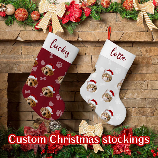 Custom Christmas Stocking with Name & Photo – Personalized Holiday Gift