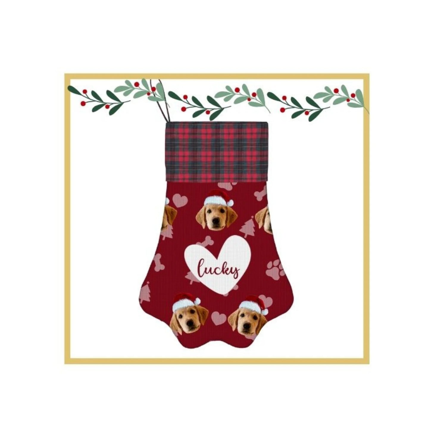 Custom Christmas Stocking with Name & Photo – Personalized Holiday Gift