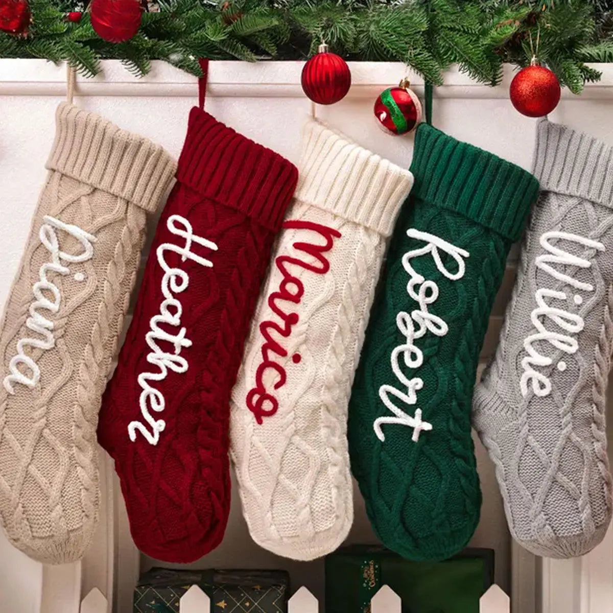 Vintage Personalized Christmas Stocking with Name Embroidery