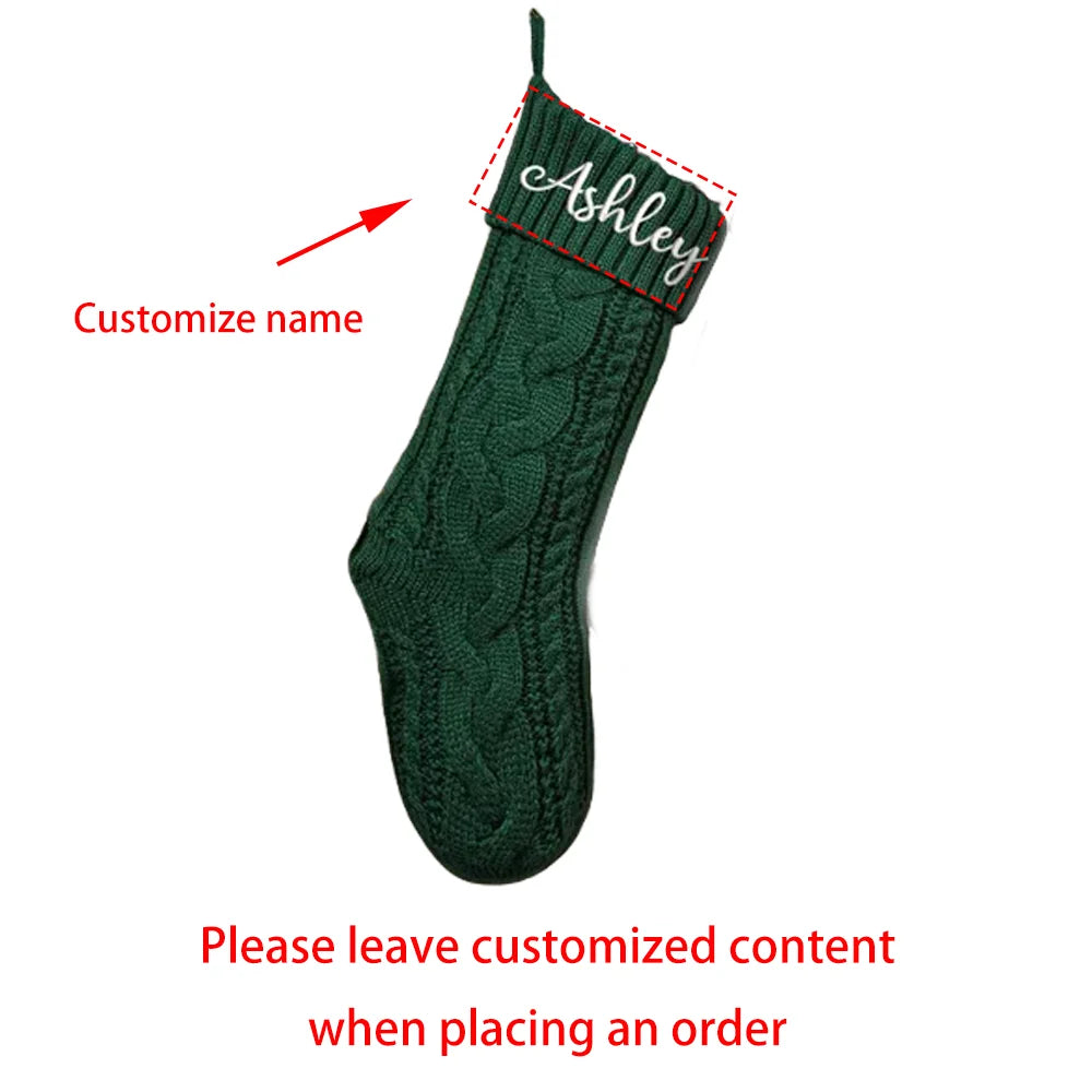 Custom Knitted Christmas Stocking with Name – Holiday Family Gift