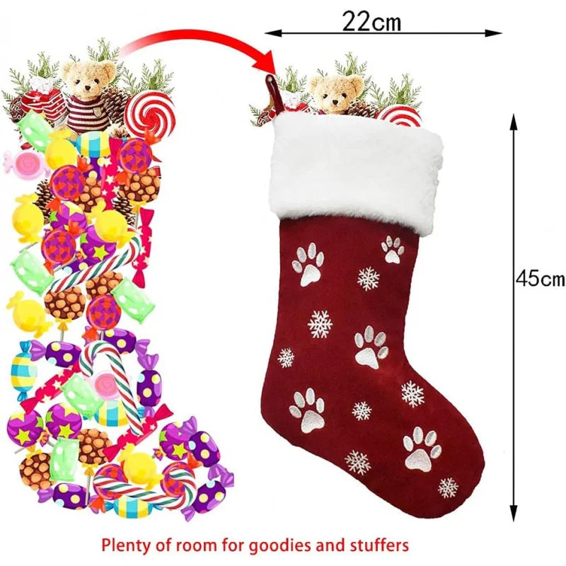 Personalized Christmas Socks with Pet Paw  Holiday Gift & Decor 2025