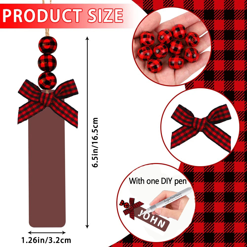 Personalized Cable Knit Christmas Stockings with Wooden Name Tag