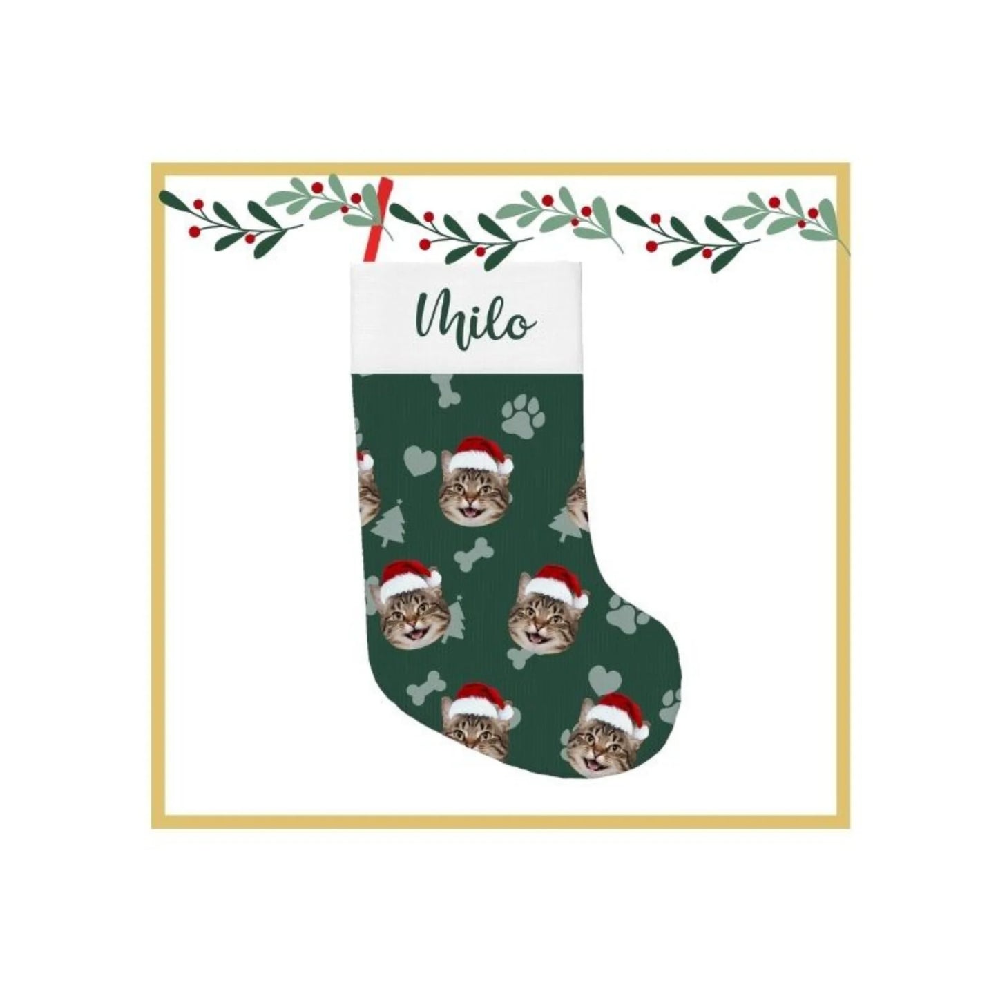 Custom Christmas Stocking with Name & Photo – Personalized Holiday Gift