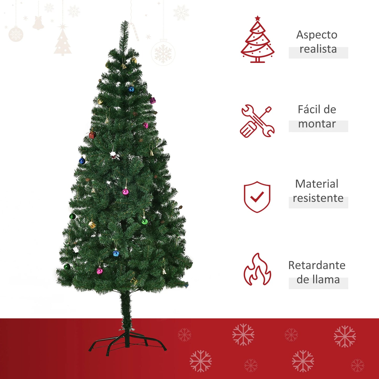 Homcom Christmas Tree 180 cm Includes Green and White Artificial Decoration