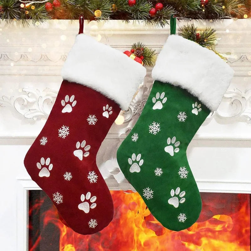 Personalized Christmas Socks with Pet Paw  Holiday Gift & Decor 2025