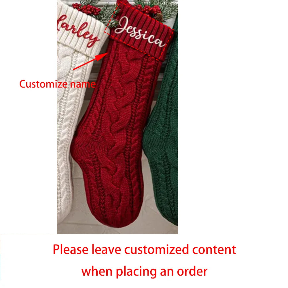 Custom Knitted Christmas Stocking with Name – Holiday Family Gift