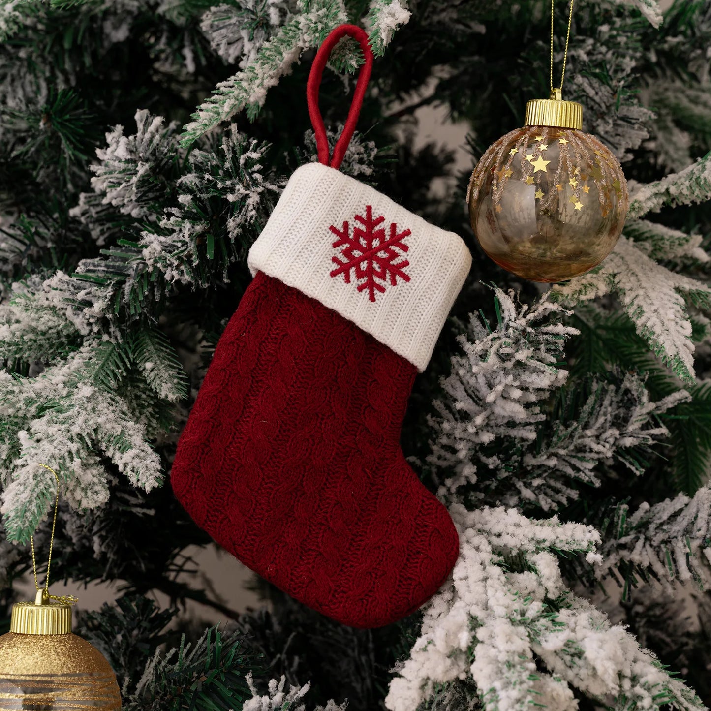 Red Knitted Christmas Stocking with Embroidered Letter – Custom Gift