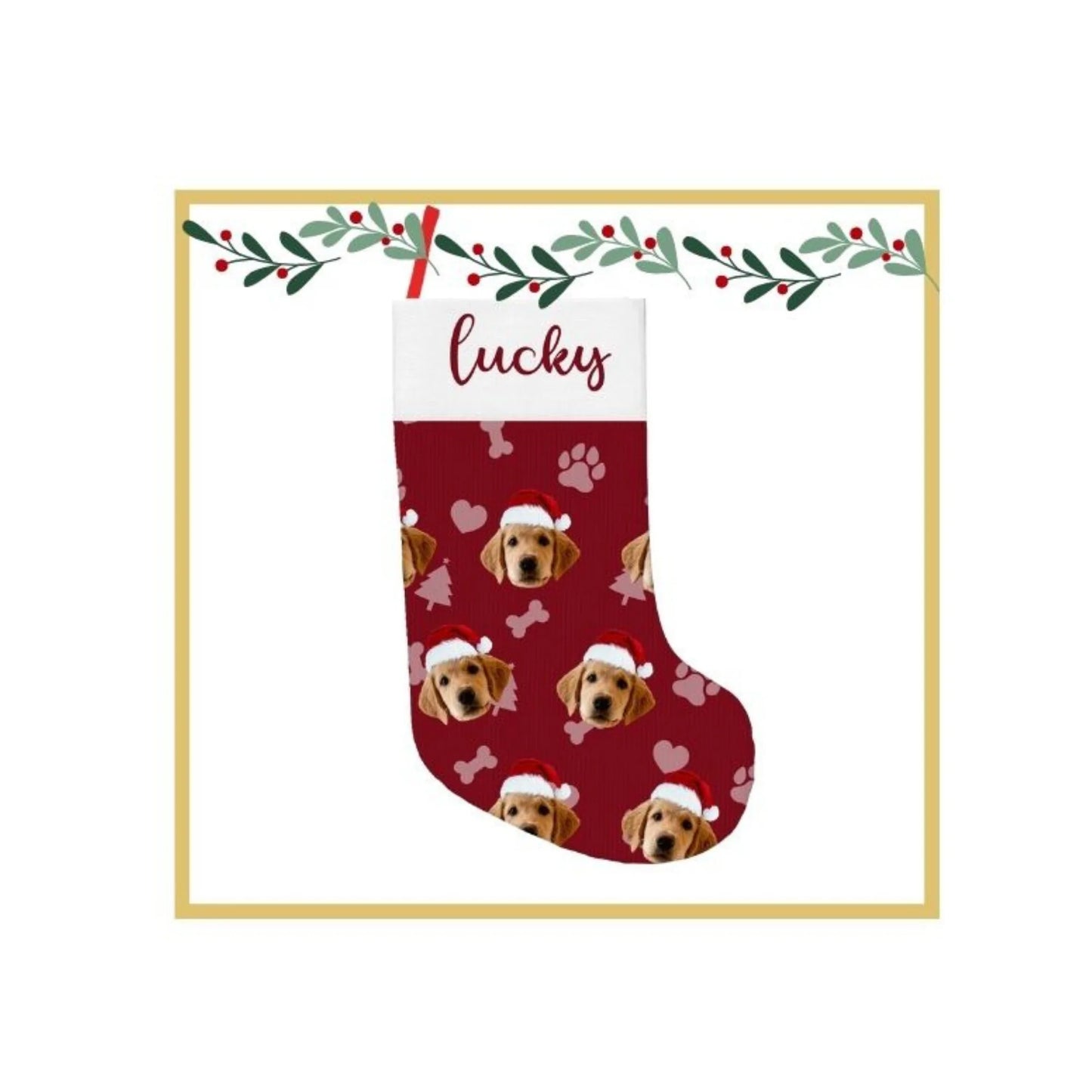 Custom Christmas Stocking with Name & Photo – Personalized Holiday Gift