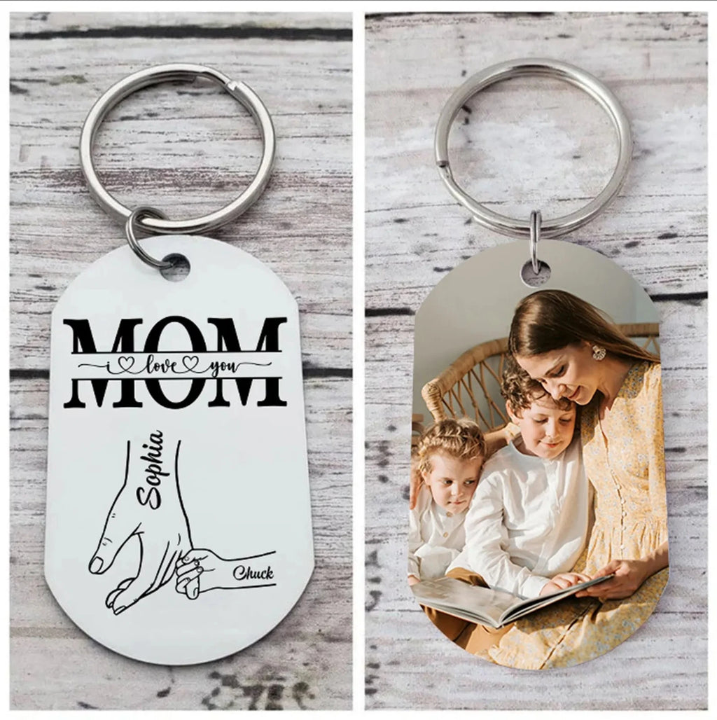 Personalized Photo Keychain Custom Holding Mom Hand With1-6 Kids Names Hand Keychains For Mother's Day Gift Ideas Birthday Gifts