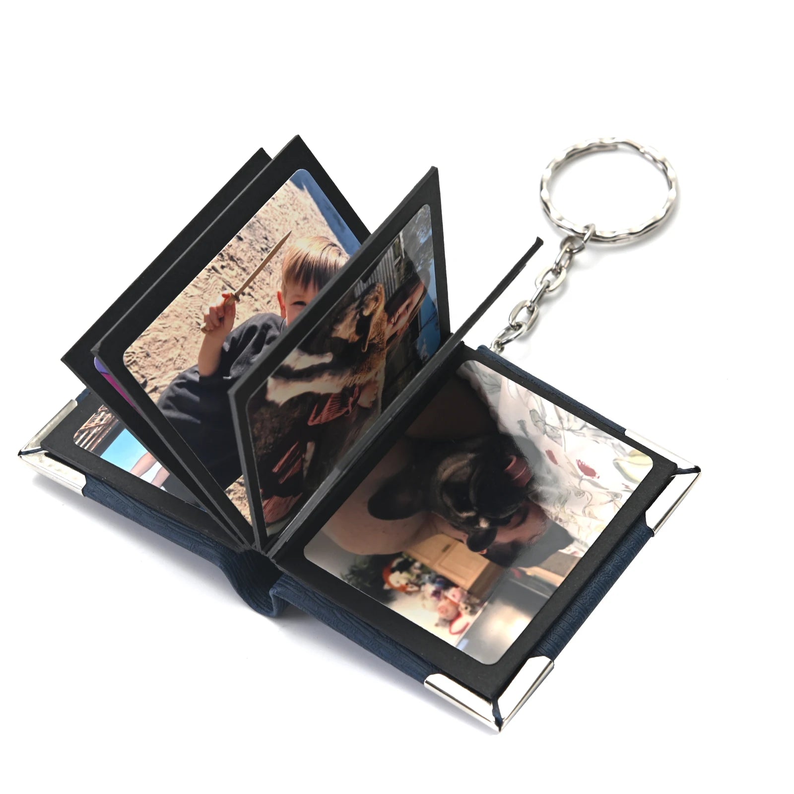 Custom Photo Album Leather Keychain Couples Gift Personalzied Mini Pictures Book Keyrings Anniversary Diy Wallet Pendant