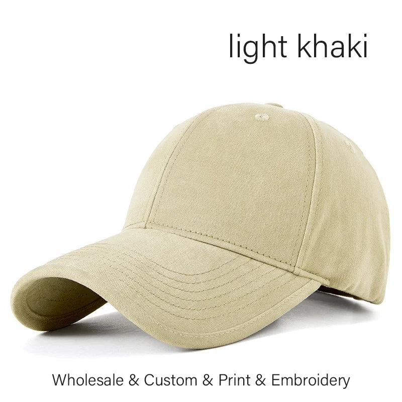 SLECKTON Custom Embroidery Logo Wide Brimmed Baseball Cap Big Head Circumference Brand Design Picture Print Windproof Washed Hat