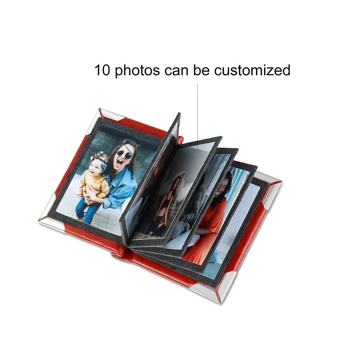 Custom Photo Album Leather Keychain Couples Gift Personalzied Mini Pictures Book Keyrings Anniversary Diy Wallet Pendant