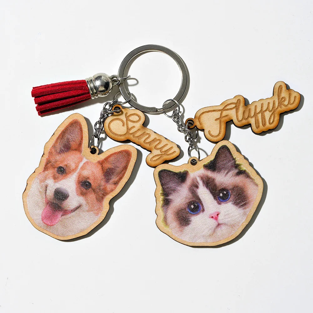 Custom Pet Keychain, Pet Portrait Keychain, Personalized Pet Photo Keychain, Cat  Memorial Gift, Holiday Gift for Pet Lovers