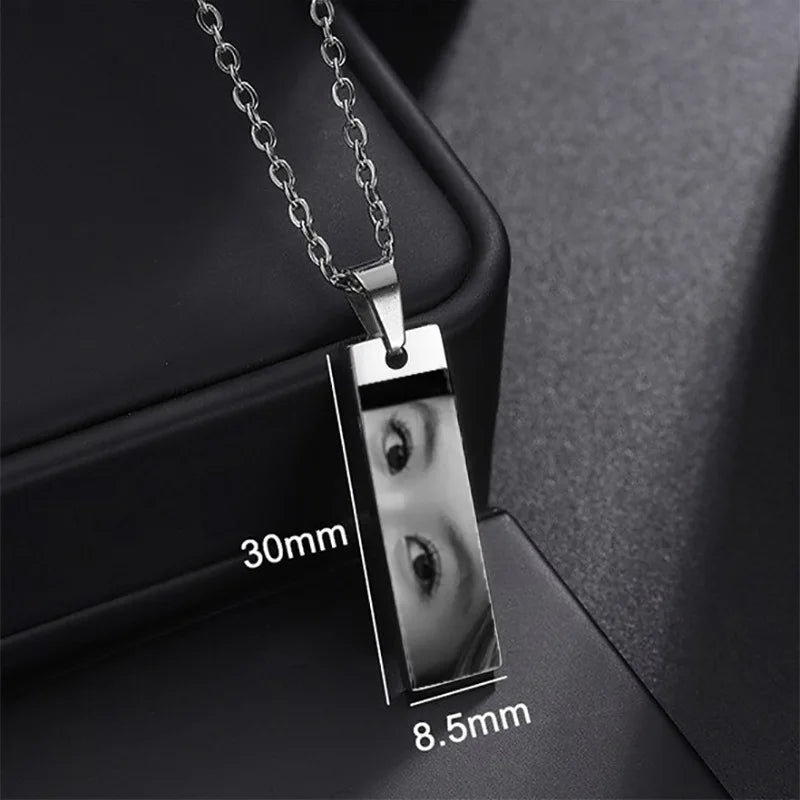 Custom Eyes Photo Necklace Stainless Stee Customized Engrave Eye Necklaces Personalized Picture Name Necklace for Women Kids