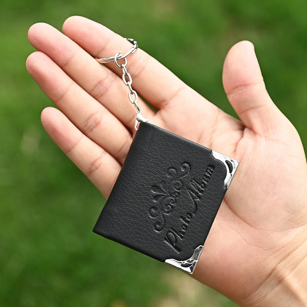 Custom Photo Album Leather Keychain Couples Gift Personalzied Mini Pictures Book Keyrings Anniversary Diy Wallet Pendant