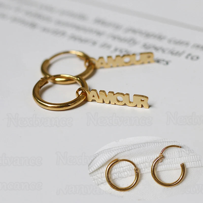 Nextvance Ear Clip Custom Letter Earrings Eardrop Stainless Steel Personalised Name Girls Women earring Creative Jewelry Gift