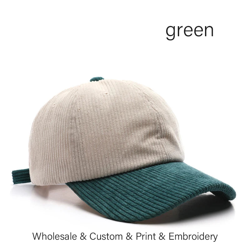SLECKTON Logo Custom Baseball Cap for Men and Women Brand Design DIY Embroidery Print Summer Sun Hat Corduroy Unisex Wholesale