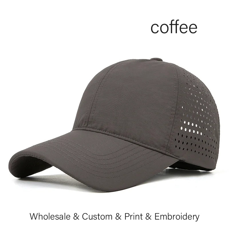 Custom Logo Embroidery Quick-Dry Baseball Cap for Summer Protection Breathable Waterproof Design DIY Picture Print