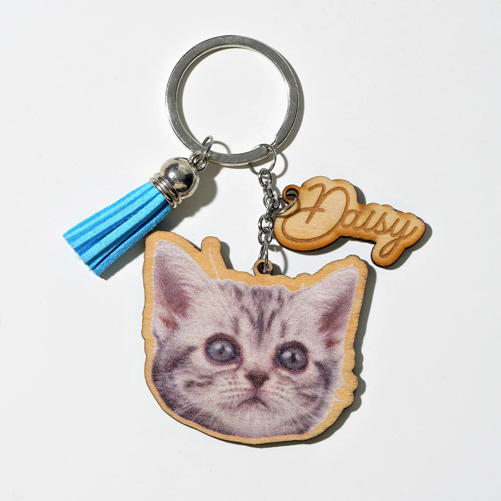 Custom Pet Keychain, Pet Portrait Keychain, Personalized Pet Photo Keychain, Cat  Memorial Gift, Holiday Gift for Pet Lovers