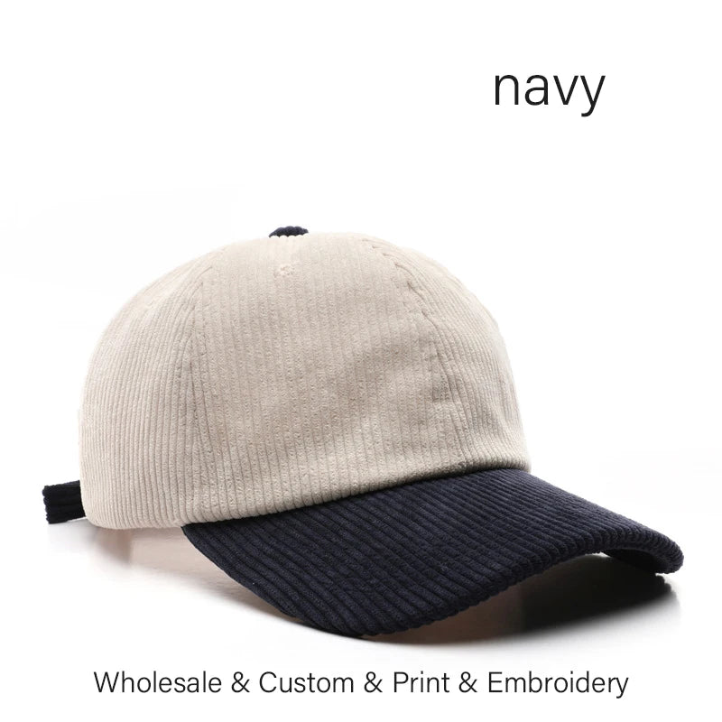 SLECKTON Logo Custom Baseball Cap for Men and Women Brand Design DIY Embroidery Print Summer Sun Hat Corduroy Unisex Wholesale