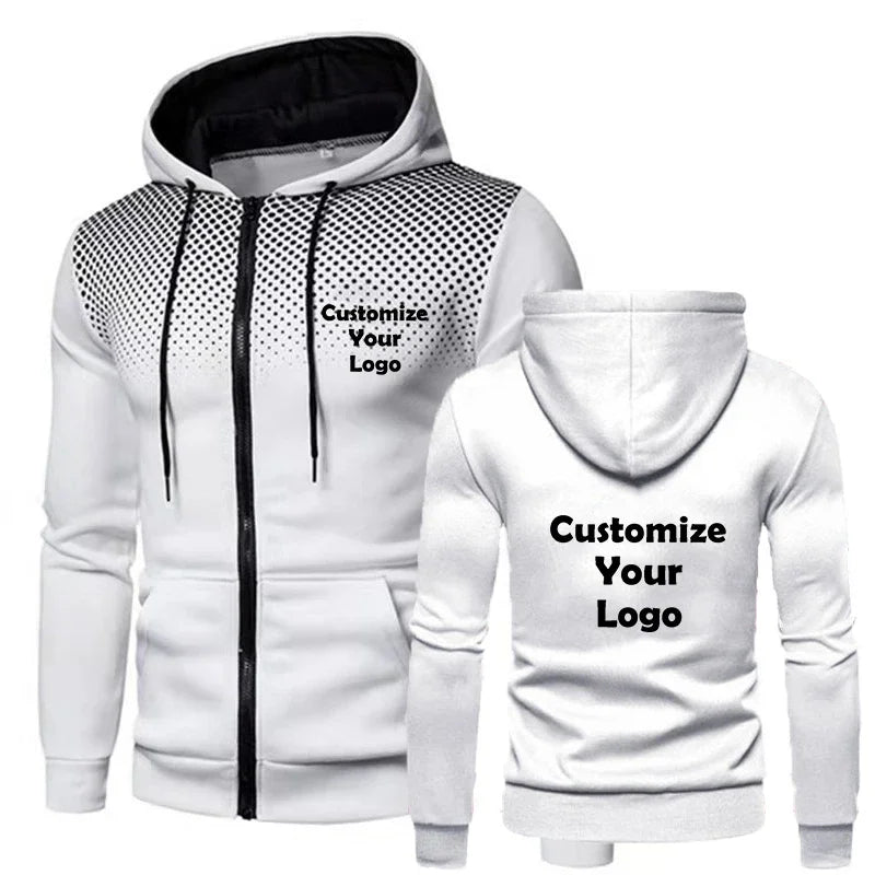 New Customized Fashion Men's Hoodie Casual Zipper Jacket Cotton Wool Warm Hoodie Sportswear High Quality Hip Hop Sportswear