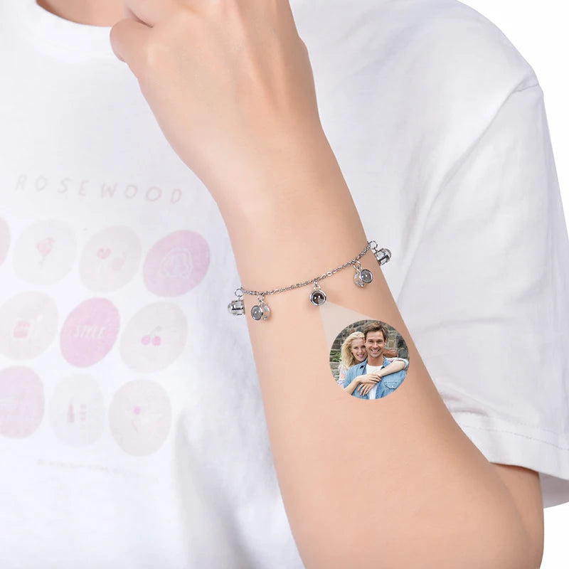 1-5 Photo Custom Bracelets with Picture inside Personalized Photo Projection Bracelet Memorial Jewelry Gifts  for Women Mom