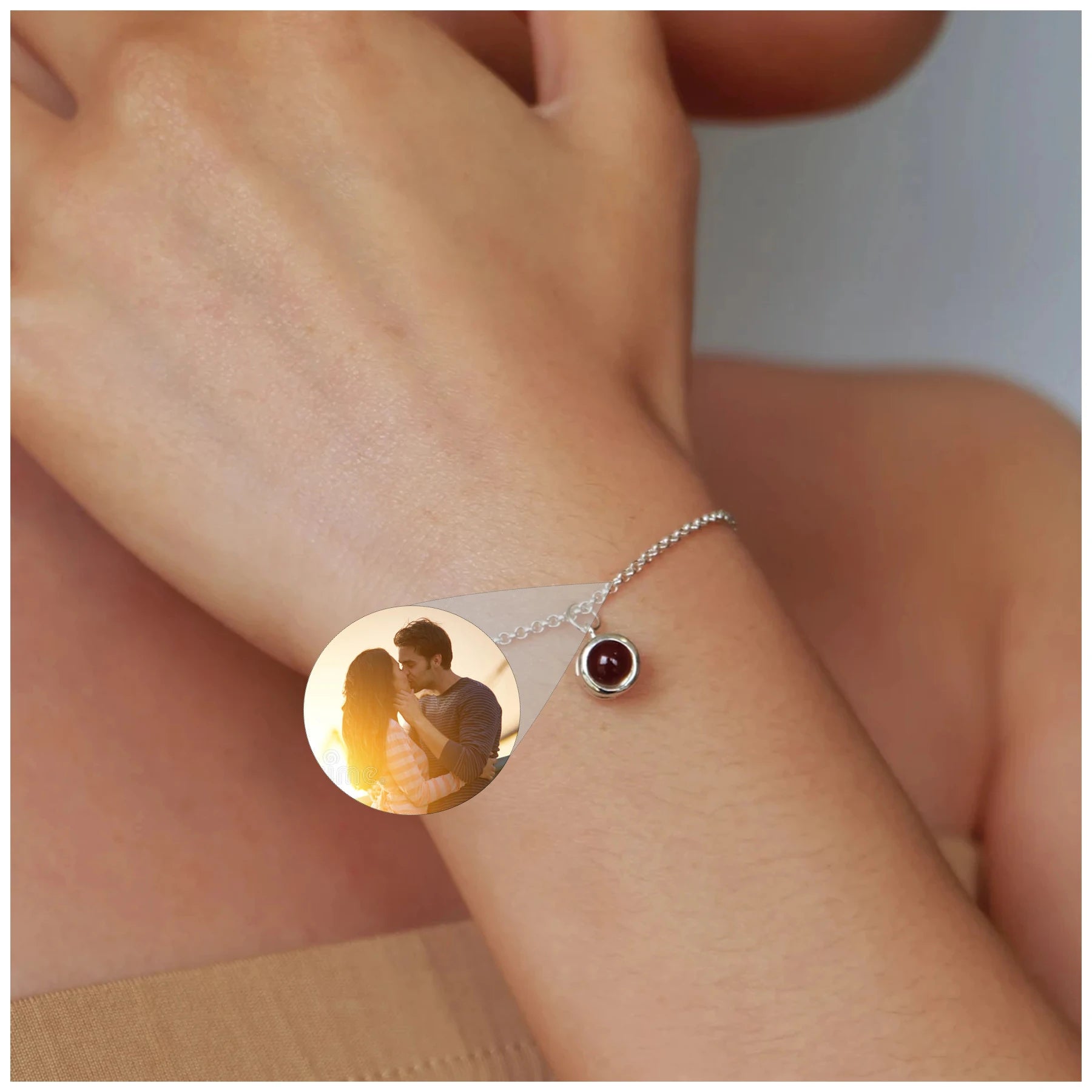 Projection Bracelet For Her Personalized Photo Bracelets Memorial Picture Inside Jewelry Customized Gift for Women Birthday Gift