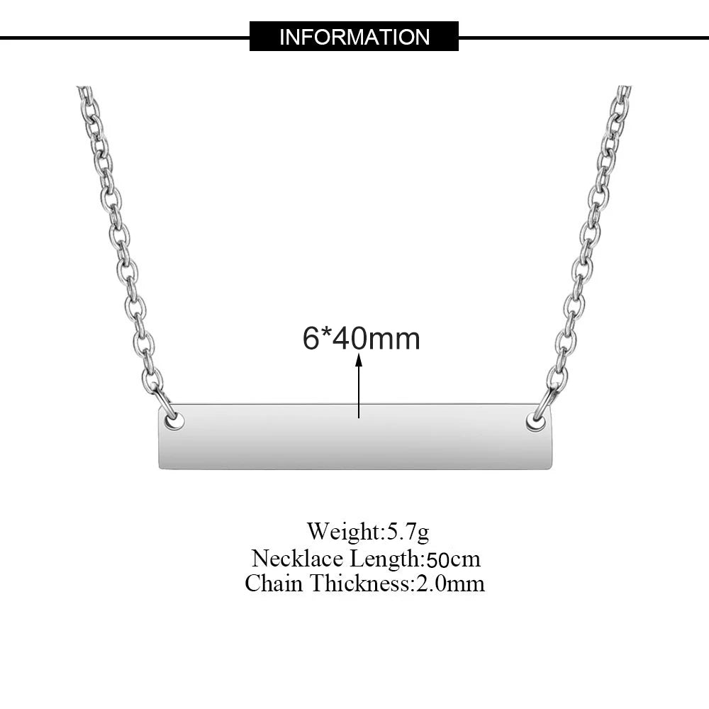 Custom Quote Necklace Engraved Coordinate Name Necklace Personalized Stainless Steel Mantra Chain Gift For Him Her