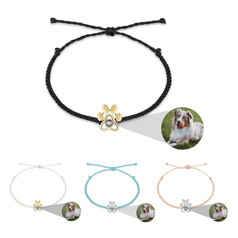 Custom Photo Bracelet with Picture Inside Personalized Photo Projection Bracelet Dog Paw Bracelet Pet Memorial Jewelry Gifts