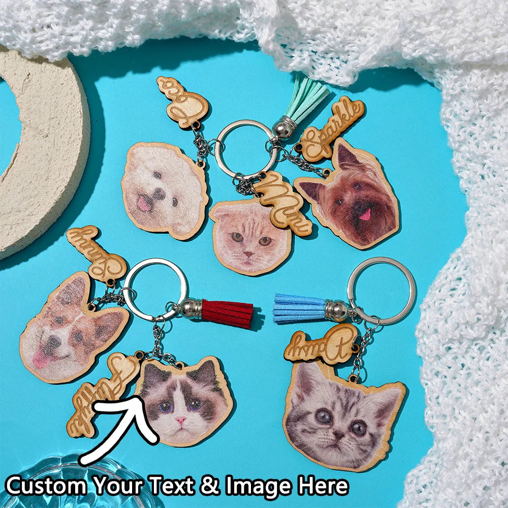 Custom Pet Keychain, Pet Portrait Keychain, Personalized Pet Photo Keychain, Cat  Memorial Gift, Holiday Gift for Pet Lovers