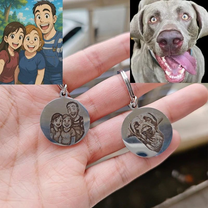 Personalized Custom Pet Dog Keychain Customized Engraving Photo Key Ring Car Key Accessories Personalized Mother's Day Gift