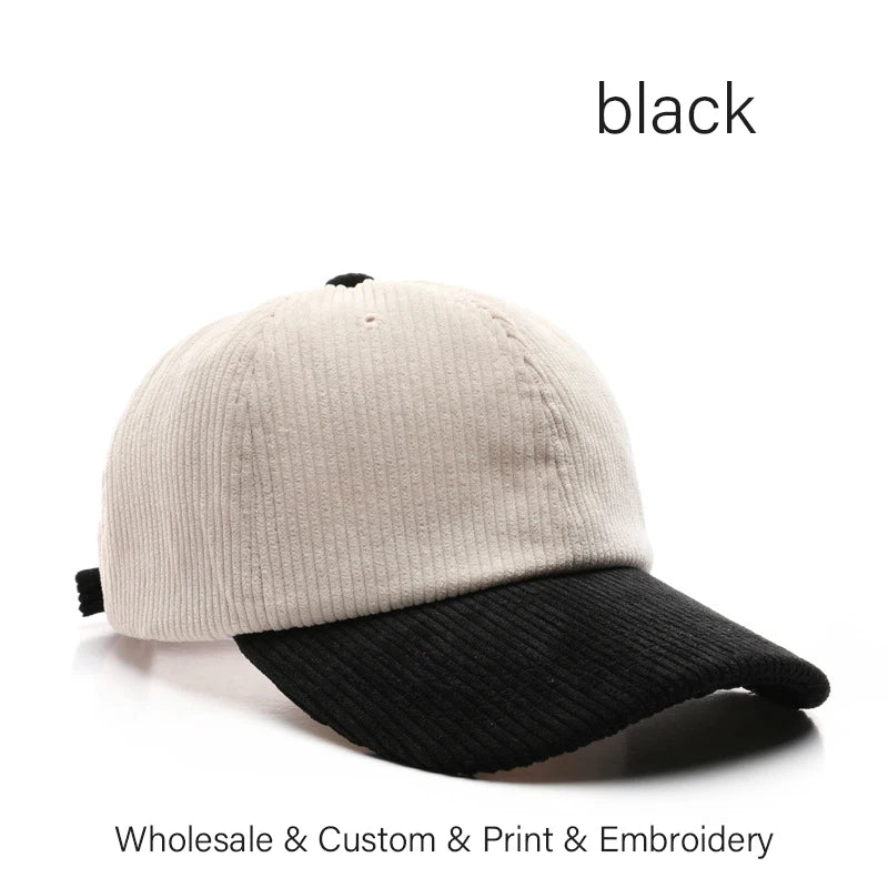 SLECKTON Logo Custom Baseball Cap for Men and Women Brand Design DIY Embroidery Print Summer Sun Hat Corduroy Unisex Wholesale
