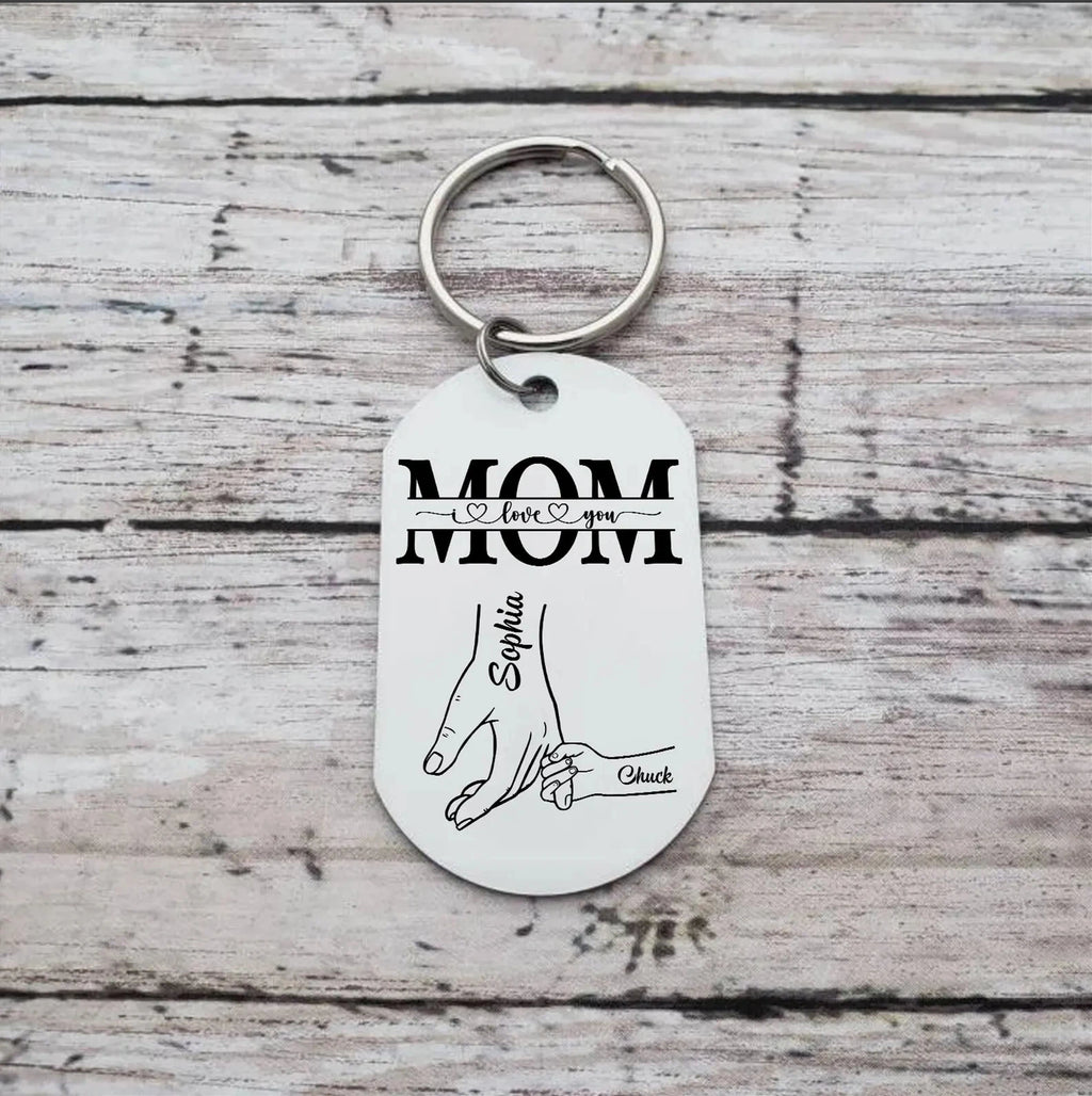 Personalized Photo Keychain Custom Holding Mom Hand With1-6 Kids Names Hand Keychains For Mother's Day Gift Ideas Birthday Gifts