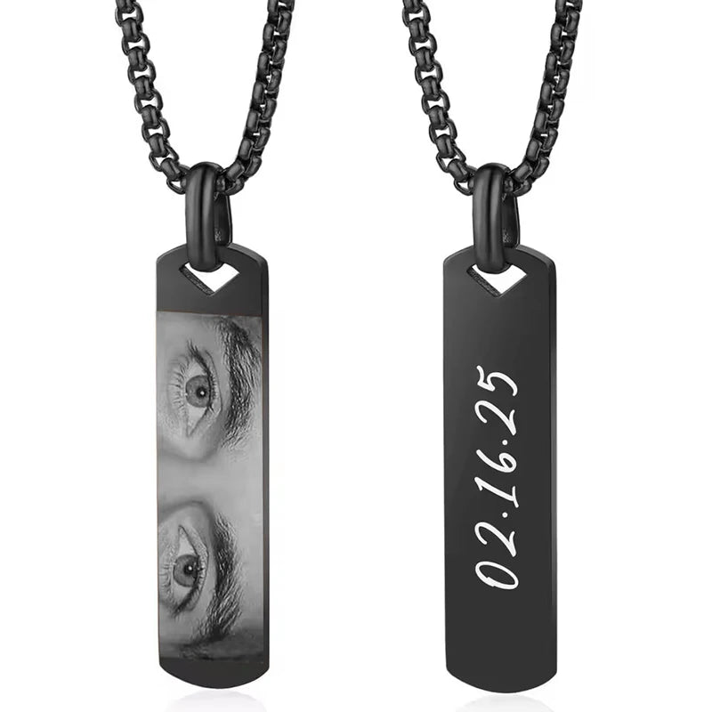 Custom Eyes Photo Necklace Stainless Stee Customized Engrave Eye Necklaces Personalized Picture Name Necklace for Women Kids