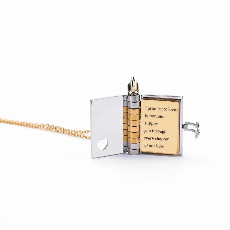Envelope Necklace Custom Text Locket Opening Book Pendant Couple Personalized Photo Album Sweater Chain Jewelry Birthday Gift